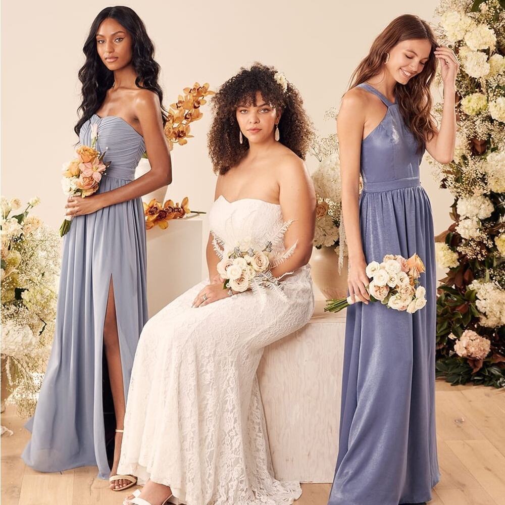 Lulus Endless Glamour Slate Blue Strapless Maxi Dress XL – Pleated Wedding Guest